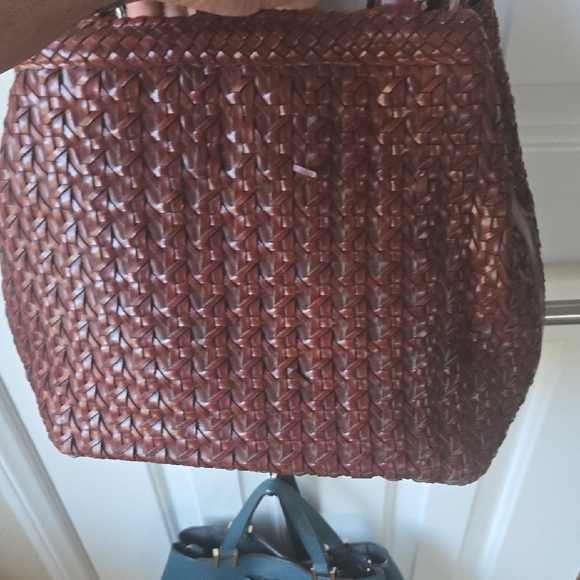 Oxblood Woven Shoulder BUCKET Bag - Picture 11 of 16